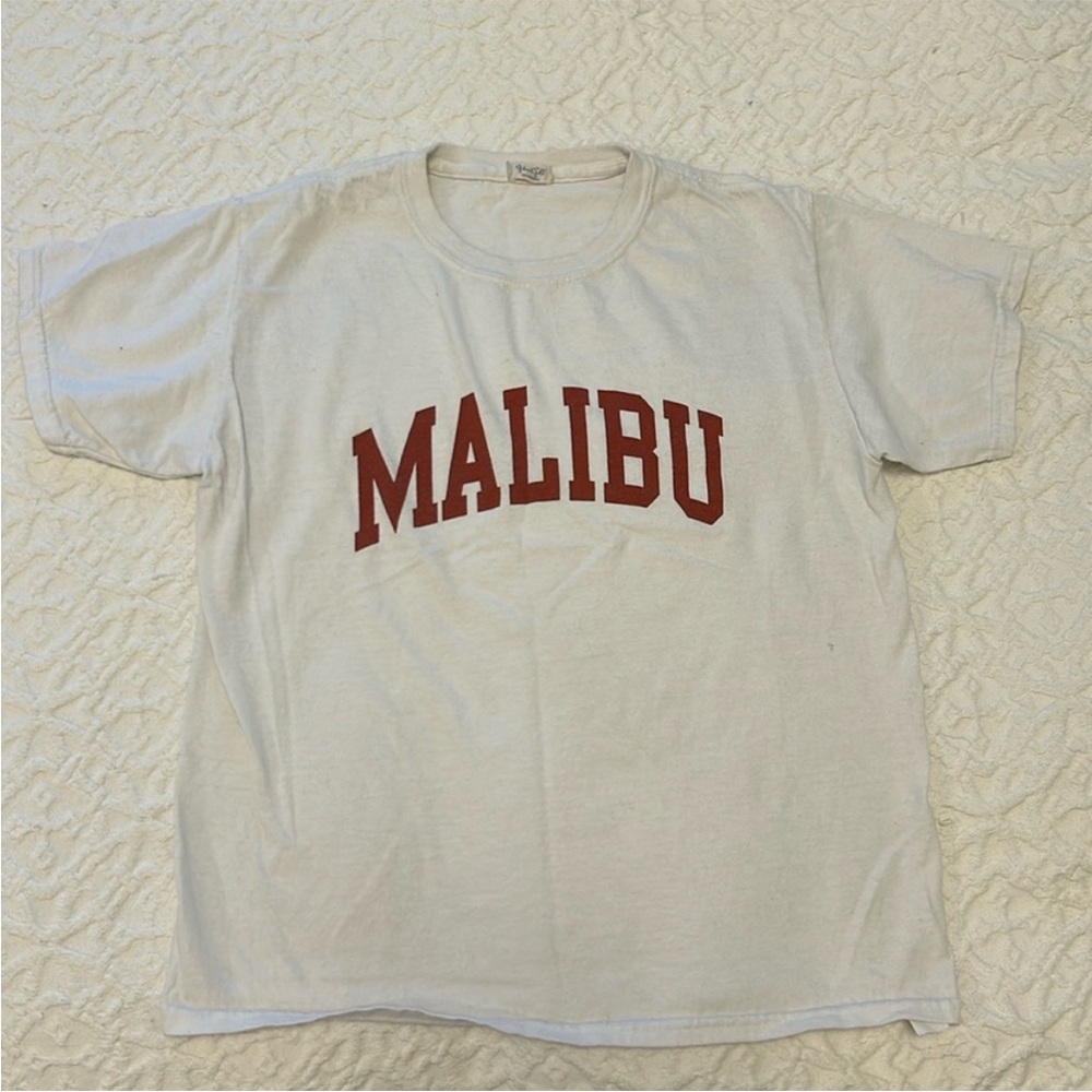 Brandy Melville White T-Shirt with Red Print